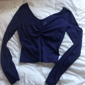 Blue basic long sleeve with bunched chest design